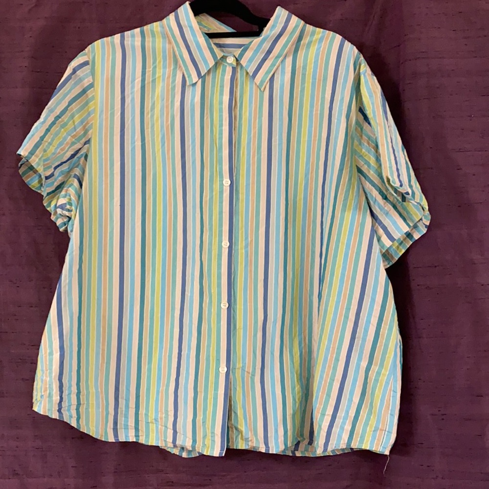 Liz Claiborne Silk & Cotton Striped Shirt